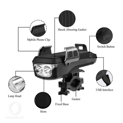چراغ دوچرخه و جا موبایلی 4 کاره CK2020