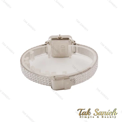 ساعت DW زنانه مربعی بند حصیری سیلور صفحه سفید DW-4807-L
