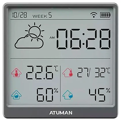 دماسنج و ساعت رومیزی شارژی آتومن ATuMan مدل THSE