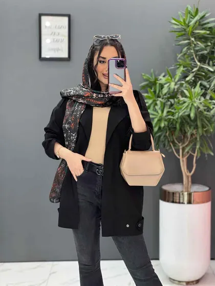 مانتو کتی لینن جیب کج