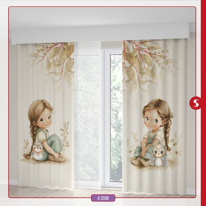پرده پانچی اتاق کودک برند مینوریا طرح دخترانه کد p-507