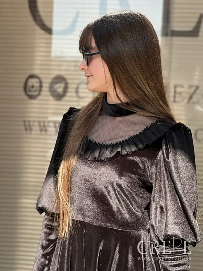 پیراهن مخمل جلو تور