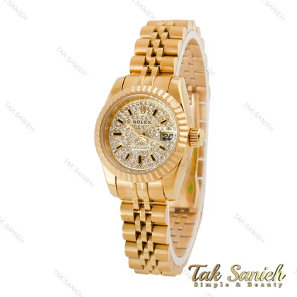 ساعت رولکس زنانه صفحه نگین طلایی Rolex-4955-L