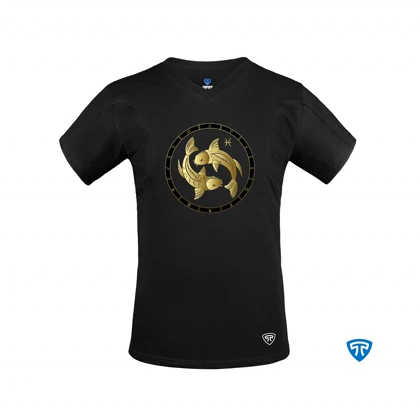 تیشرت نانو آنتی باکتریال ضدتعریق مردانه یقه هفت بسته مشکی نماد متولدین اسفند ماه