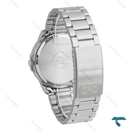 ساعت مچی کیو اند کیو مردانه استیل صفحه سفید دو تقویمه QQ-7783-G