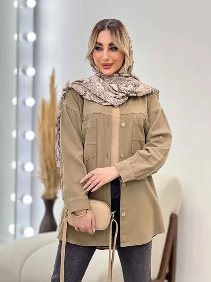 مانتو کتان پشت دکمه