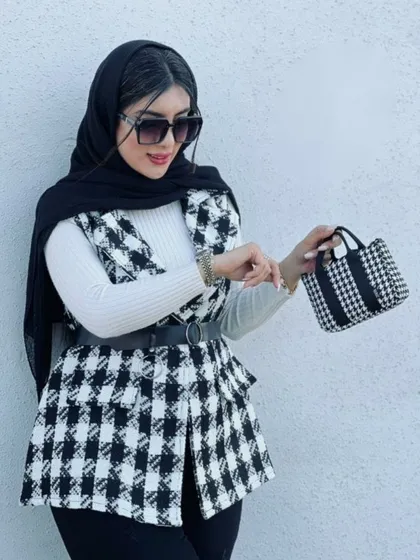 ست دوتکه وست شانل و کمربند کد 1060