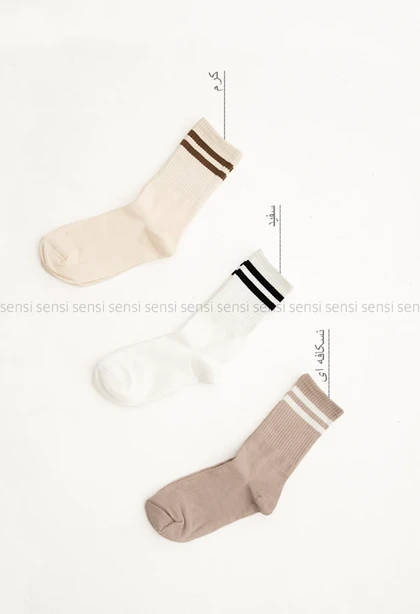 جوراب نیم ساق 2خط کد1005215