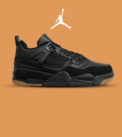 کتانی ساق‌دار زنانه و مردانه مشکی کرم Nike air jordan 4 مدل 6468