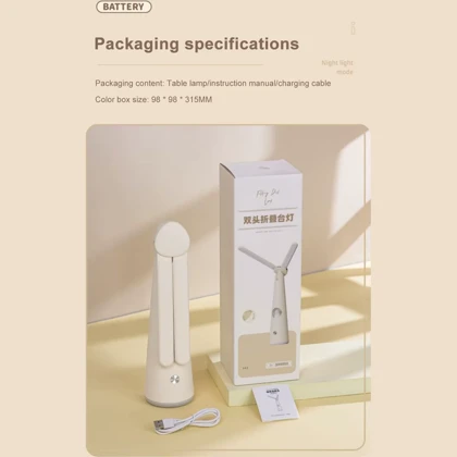 چراغ مطالعه شارژی مدل TX-8115 رومیزی تاشو دو سر
