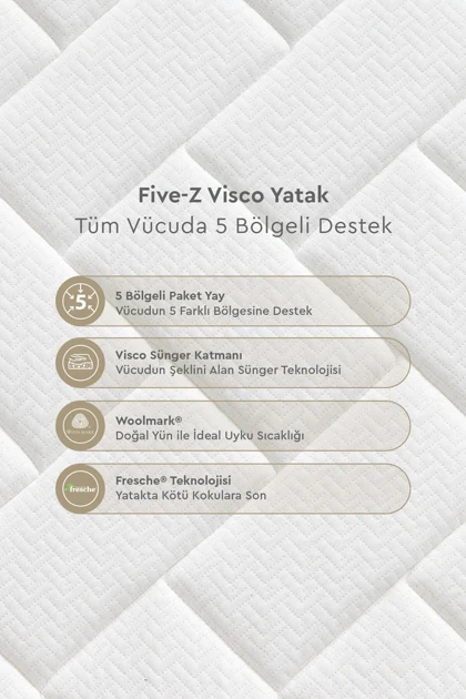 تشک دو نفره Yataş مدل Five-Z Hybrid - سفید