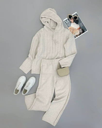 ست هودی و شلوار بافت کد 4175