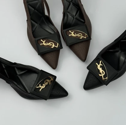 کفش پاشنه‌دار پشت‌باز سگک YSL