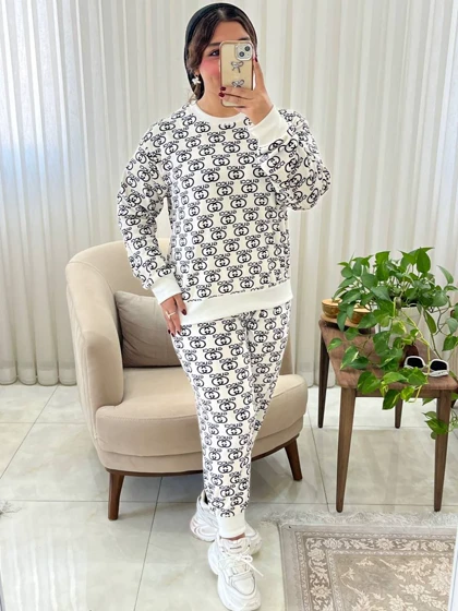 ست مچ دار زنانه و دخترانه اسپرت مخمل کد 483