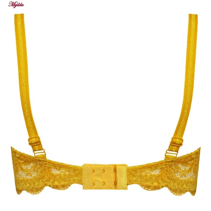 سوتین زنانه پانیذ زرد مدل فنردار گیپوری کد 66367-new