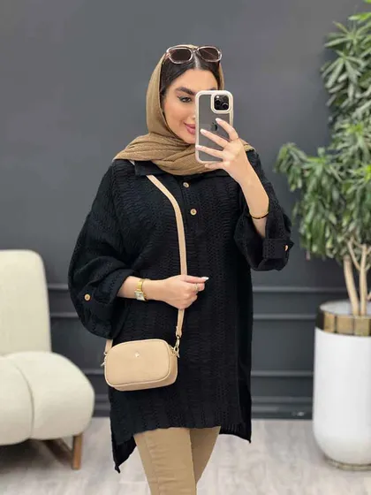 مانتو دوخت دار یقه دو دکمه