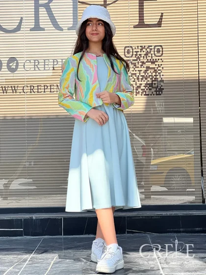 سارافان کرپ یقه گرد