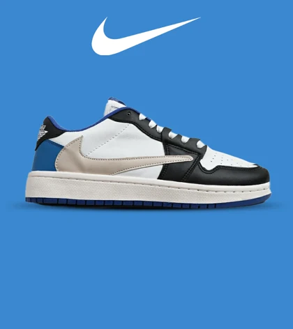 کفش کتانی مردانه کرم سفید مشکی NIKE travis scott مدل 5482