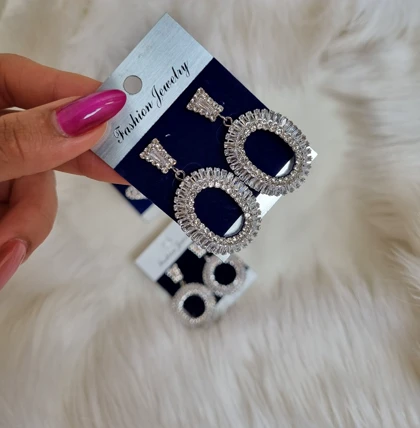 گوشواره جواهری نگین باگت