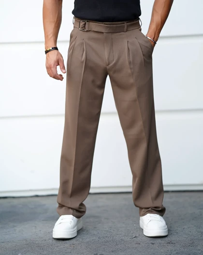 شلوار پارچه‌ای مردانه نیم بگ فیت