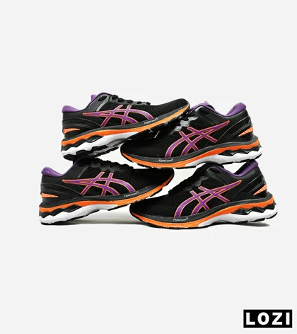 کتانی بزرگ پا مشکی بنفش نارنجی ASICS GEL-KAYANO 27