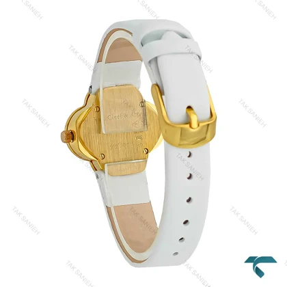 ساعت ون کلیف Alhambra زنانه بند چرم سفید دورنگین VanCleef-7984-L