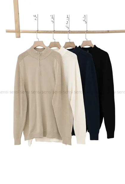 بلوز بافت یقه 5سانت نیم زیپ مردانه کد20000041