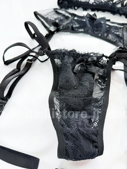 ست شورت و سوتین فنر دار هارنس و گارتر دار تور و دانتل فانتزی