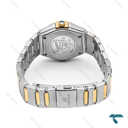 امگا کانسلیشن جدید زنانه دو رنگ طلایی صفحه صدفی ایندکس خط Omega-5855-L