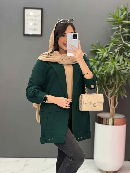 مانتو بغل دکمه جیب پاکتی