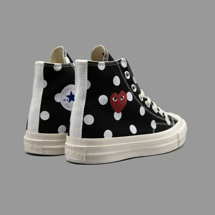 کانورس پلی خال‌خالی مشکی ساق‌دار Converse Cdg Play Black Polka Dot Hightop