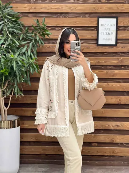 مانتو گلدوزی ریش دار