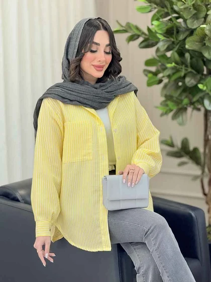شومیز راه راه تک جیب