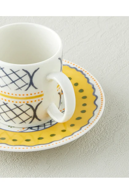 سرویس فنجان قهوه دو نفره English Home مدل Talavera Garden چینی استخوانی - آبی