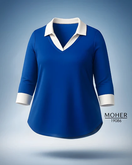 بلوز کاربنی یقه‌دار زنانه سایز بزرگ