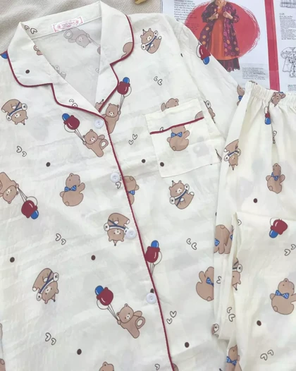 ست راحتی استین بلند جلو دکمه کد 5371