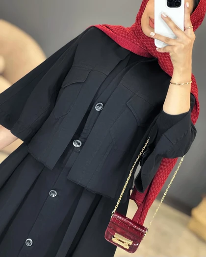 سارافون دو تیکه پاپیون کتان