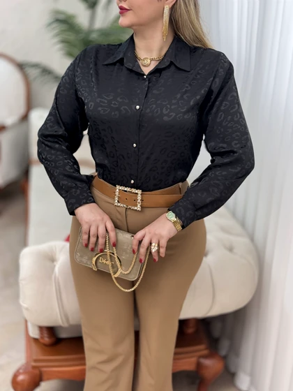 شومیز ساتن پلنگی 2865