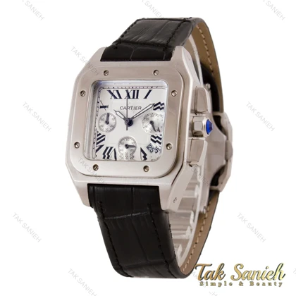 ساعت کارتیه سانتوس 100 زنانه بند چرم سه موتوره Cartier-5680-L
