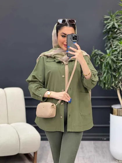 مانتو برش‌دار دو جیب روژین