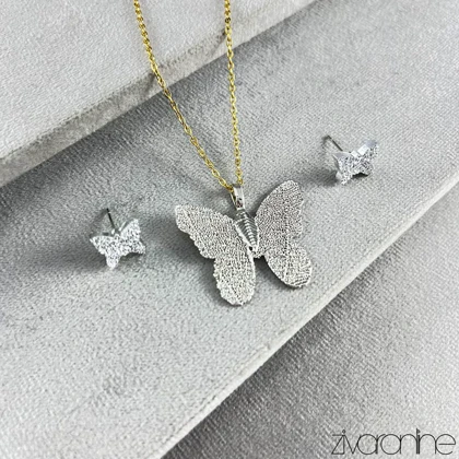 نیم ست پروانه شاینی دورنگ 10189