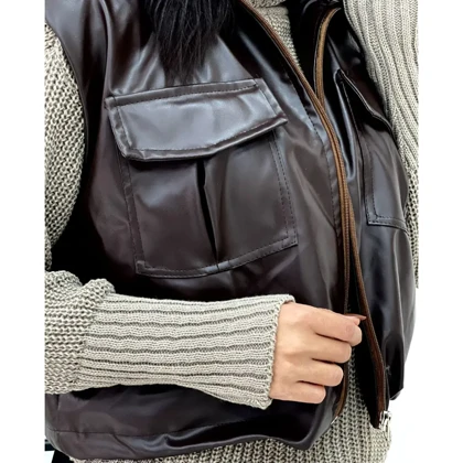 پافر کوتاه دخترانه جنس چرم