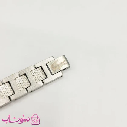 دستبند مردانه لاگوست Lacoste مدل مغناطیسی رنگ نقره ای کد 1450