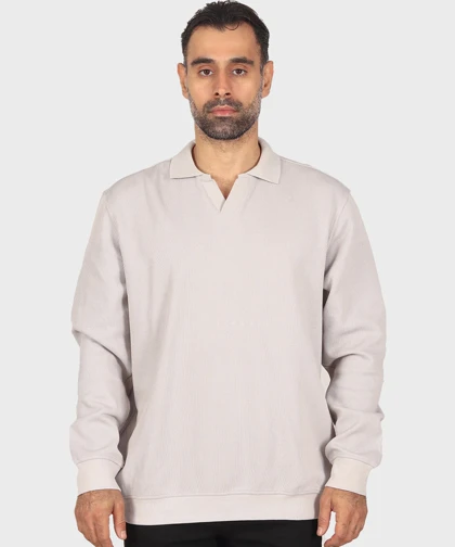 تیشرت آستین بلند مردانه یقه شکاری 0584