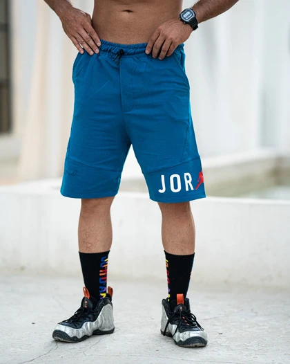 شلوارک بگ ورزشی JORDAN آبی شالی