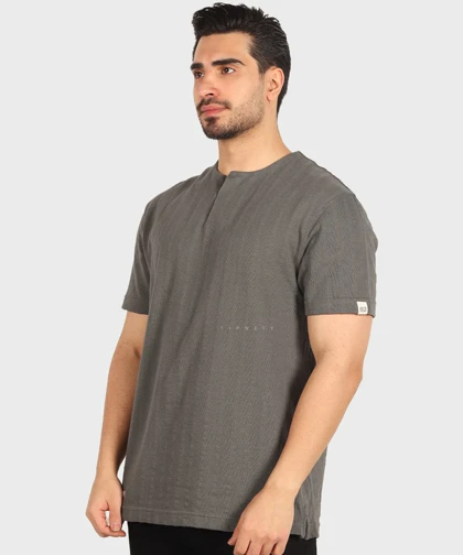 تیشرت یقه کوبایی ساده 4207