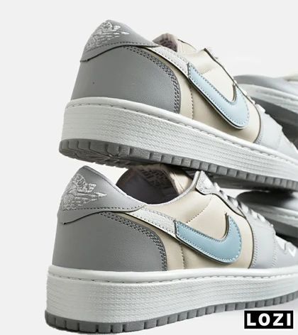 کفش کتانی مردانه طوسی کرم آبی نایک NIKE jordan 1