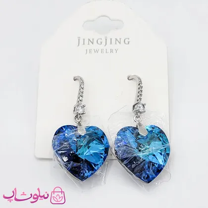 گوشواره ژوپینگ با کریستال سواروسکی آبی