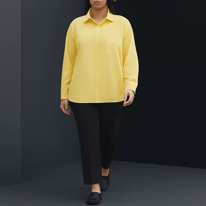 شومیز زنانه کتان درجه یک – رنگ لیمویی