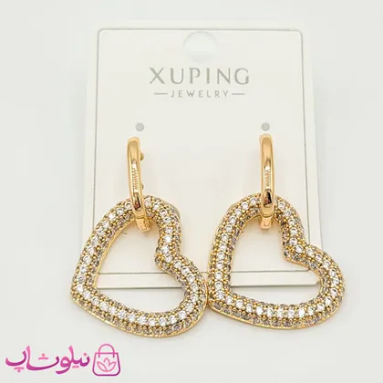 گوشواره زنانه ژوپینگ با آویز قلبی پرنگین
